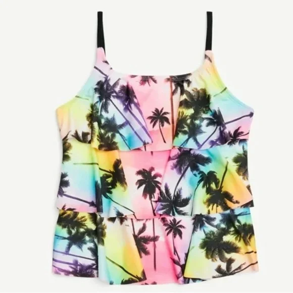 Justice Swim Justice Girls Ruffle Tankini Top With Adjustable